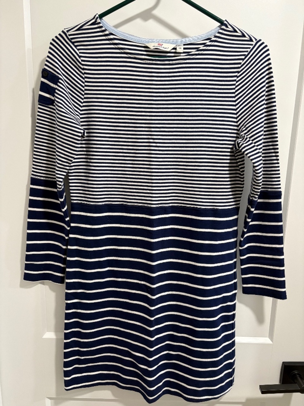 Vineyard Vines Navy & White Striped Long Sleeve Knit Dress